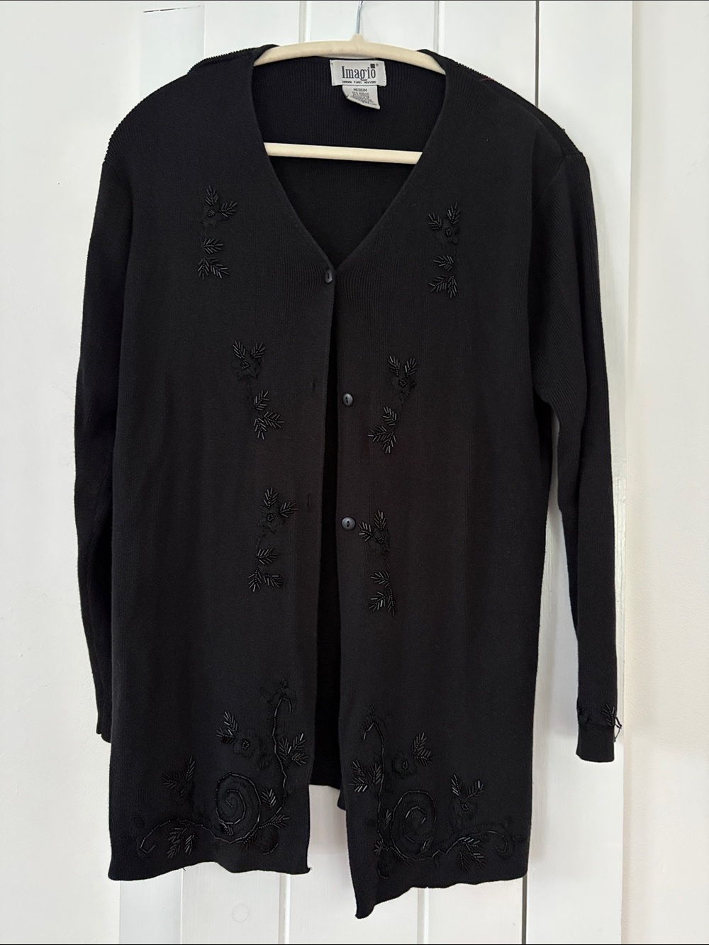 VINTAGE Black Beaded and Embroidered Long Cardigan - Whimsigoth/Dark Academia
